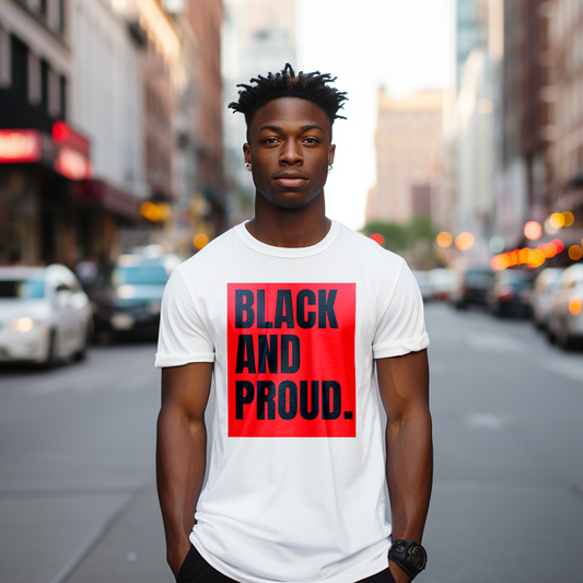 BLACK AND PROUD. RED & BLACK TEE